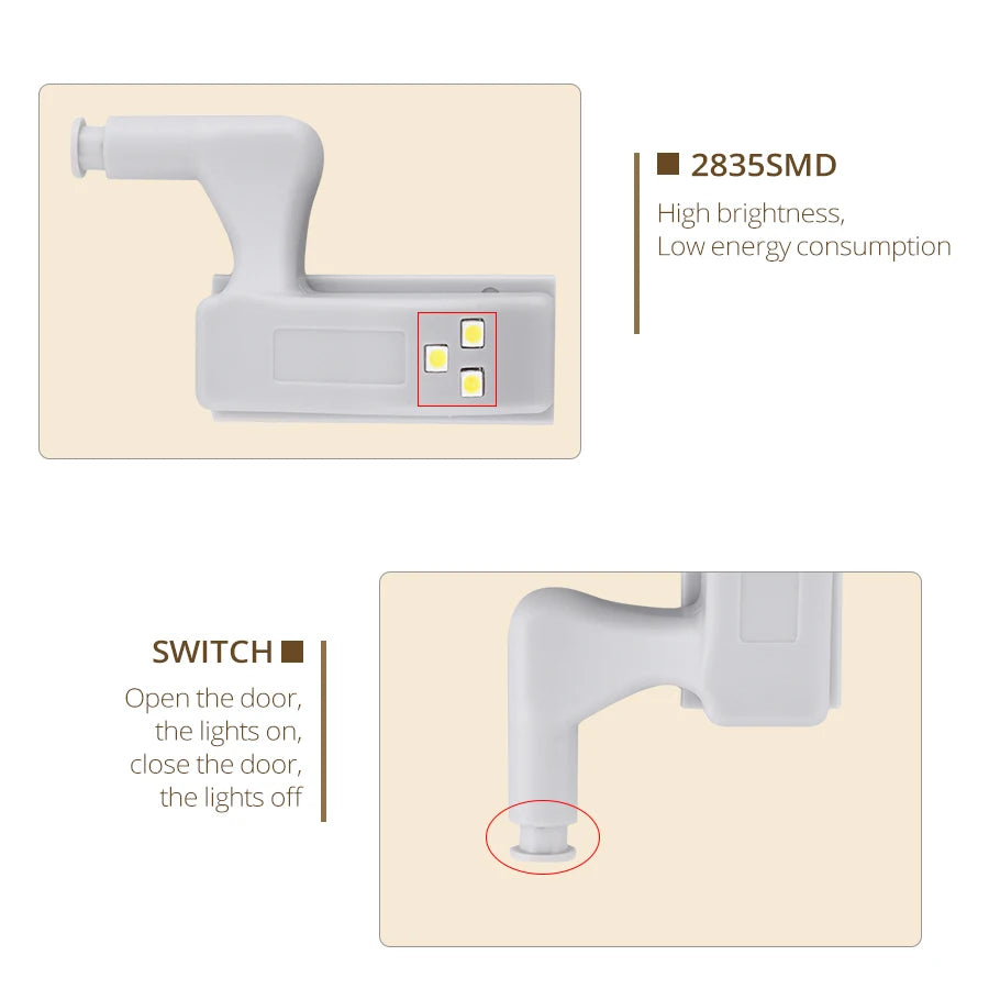 10-Pack LED Cabinet Hinge Lights