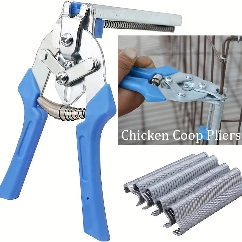 Heavy-Duty Hog Ring Pliers Kit with 600 Clips