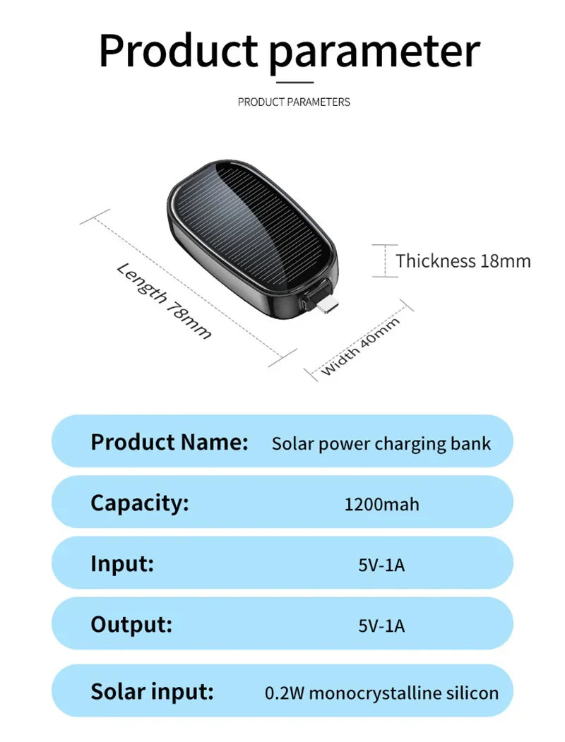 SolarKey Mini Power Bank 1200mAh