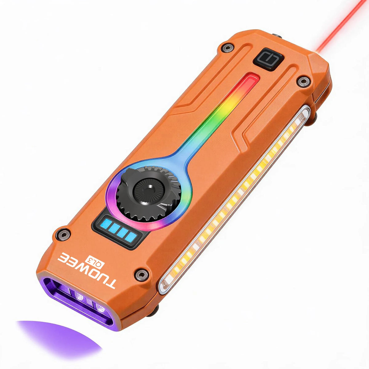 Rechargeable EDC Flashlight with UV, Laser & RGB Light