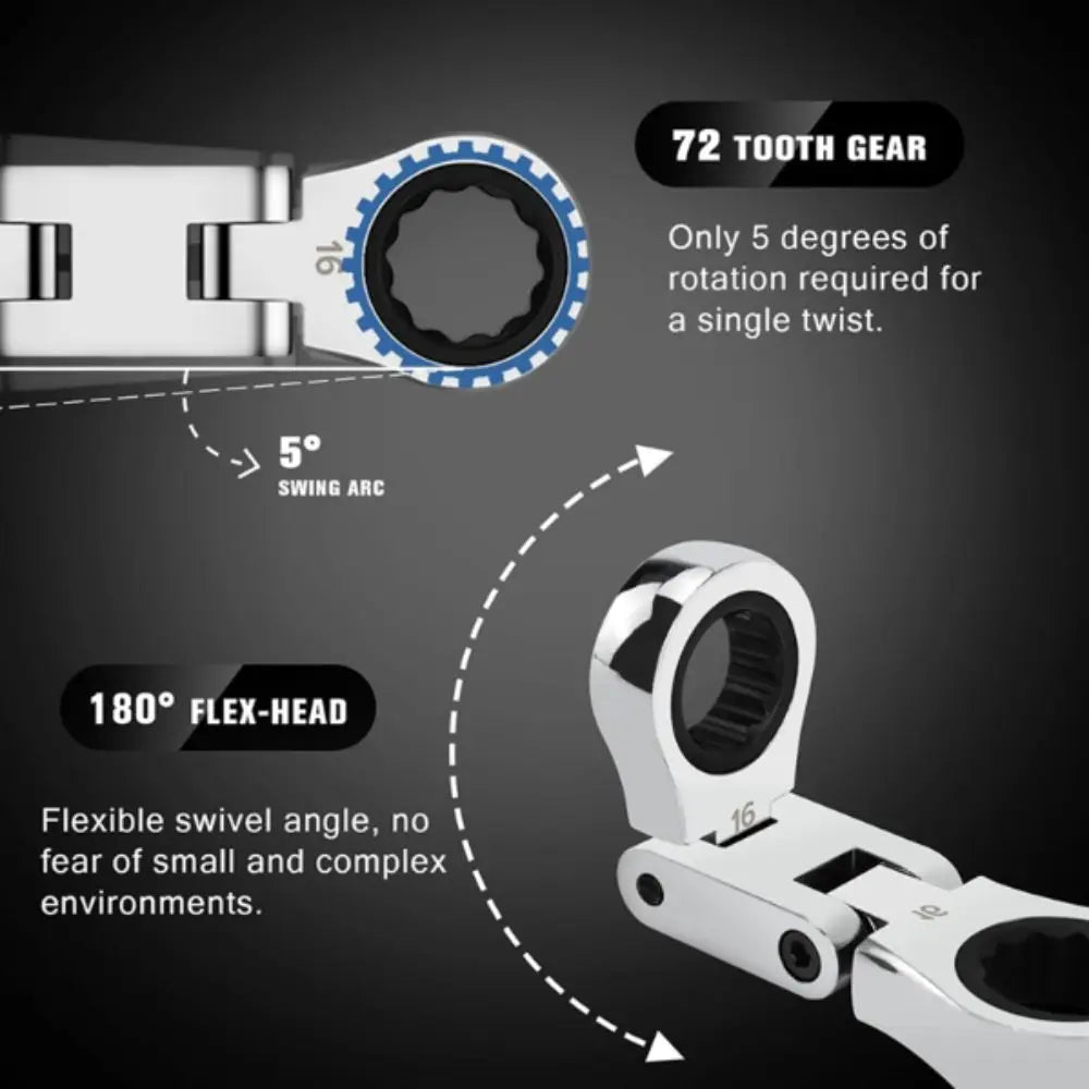 5-Piece Flex-Head Ratcheting Wrench Set (8–19mm)