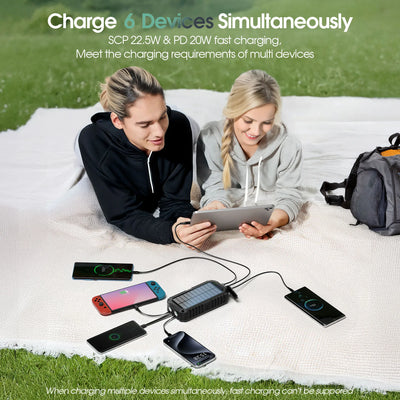 40,000mAh Solar Power Bank with Hand Crank & Built-In Cables