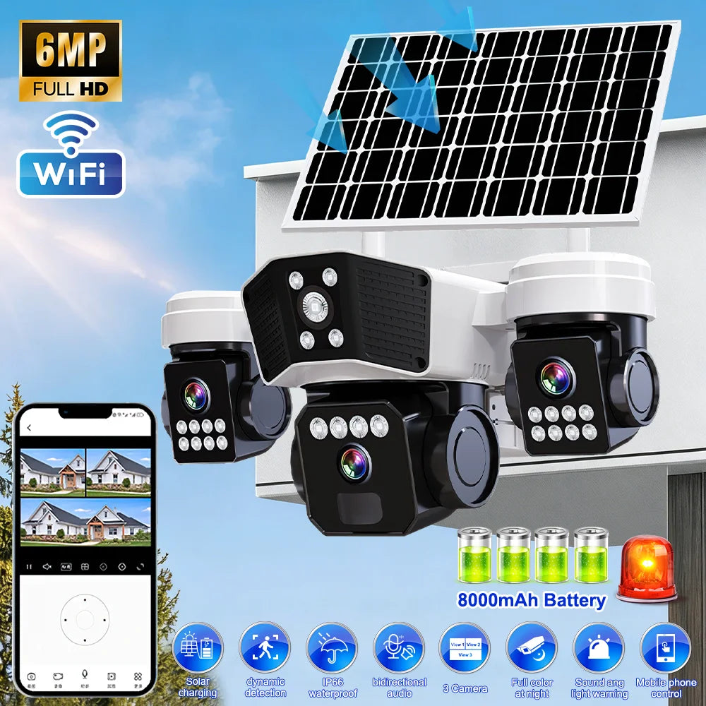 6MP Triple-Lens Solar PTZ Security Camera