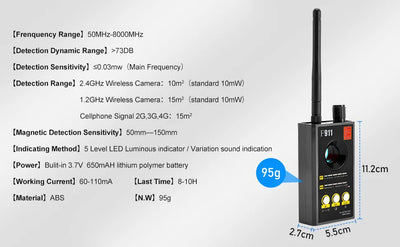 3-in-1 Hidden Camera & RF Signal Detector