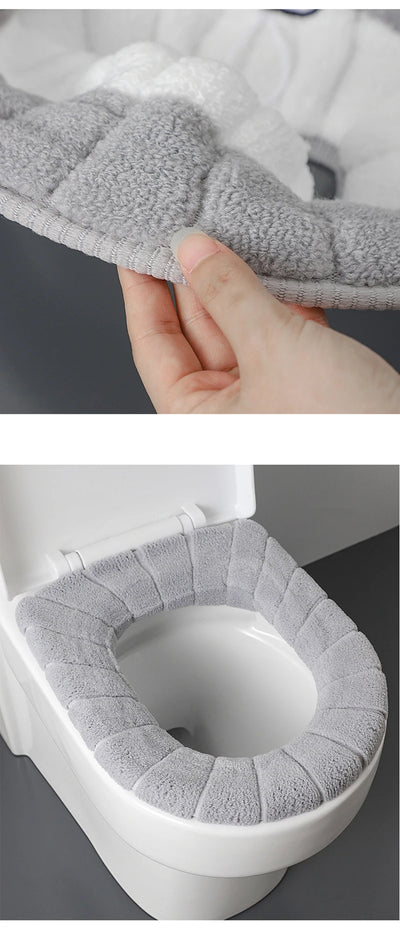 Soft Plush Toilet Seat Cover with Handle – Warm & Reusable