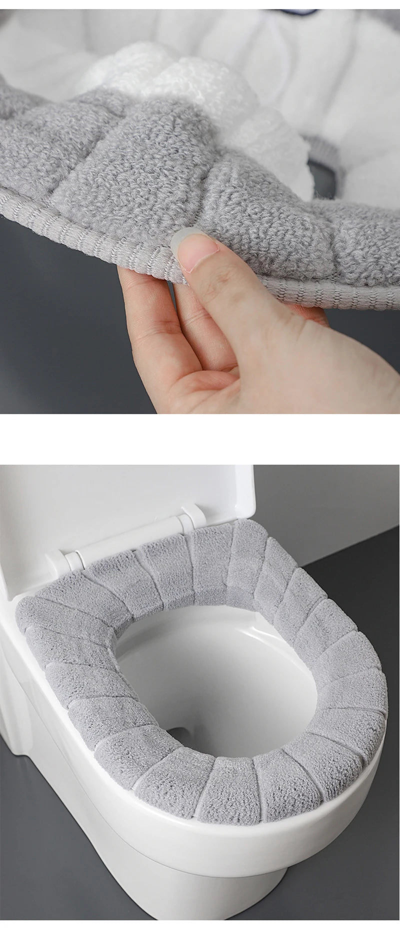 Soft Plush Toilet Seat Cover with Handle – Warm & Reusable