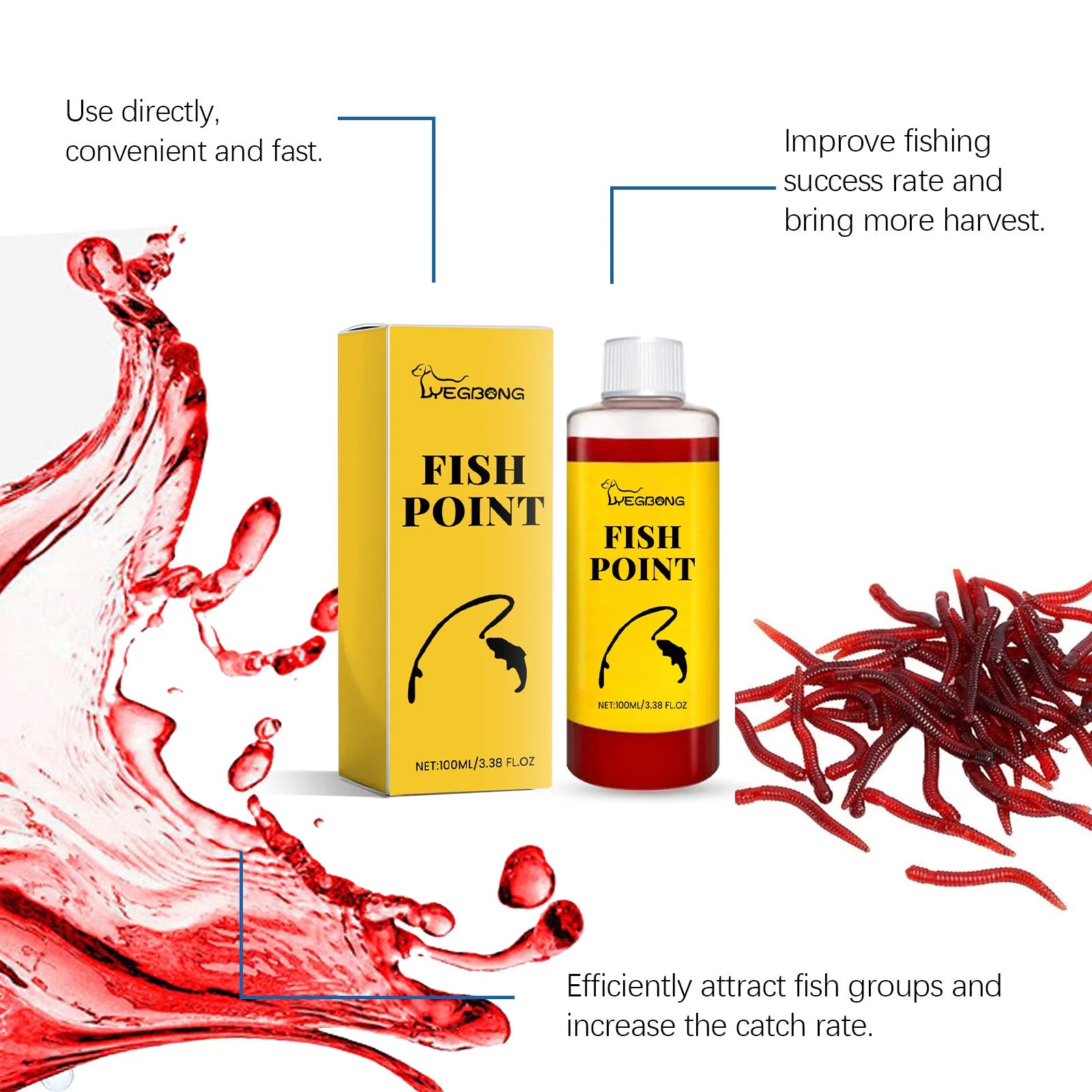 Red Worm Fish Attractant Oil 3.4oz (100ml)