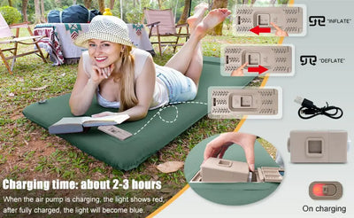 Self-Inflating Memory Foam Camping Mattress with Pillow