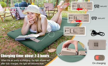 Self-Inflating Memory Foam Camping Mattress with Pillow