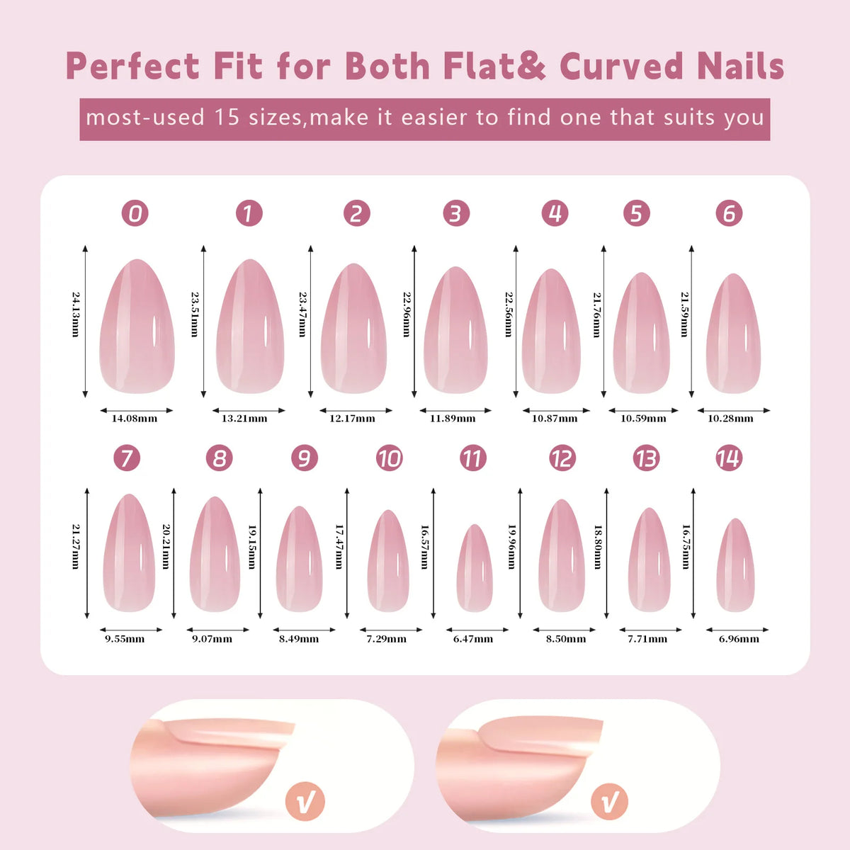 150 piezas de uñas postizas almendradas color nude – estilo ballet