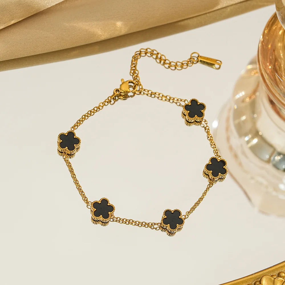 Five-Petal Clover Stainless Steel Bracelet