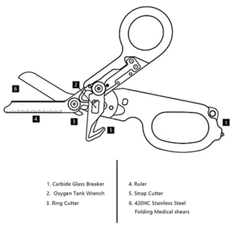 6-in-1 Foldable Emergency Rescue Scissors