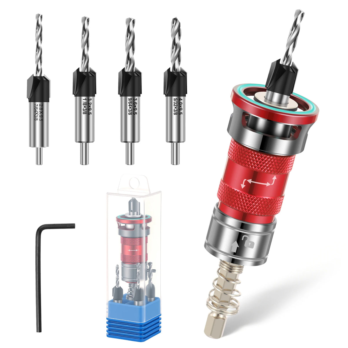 Woodworking Adjustable Countersink Drill Bit with Depth Stop