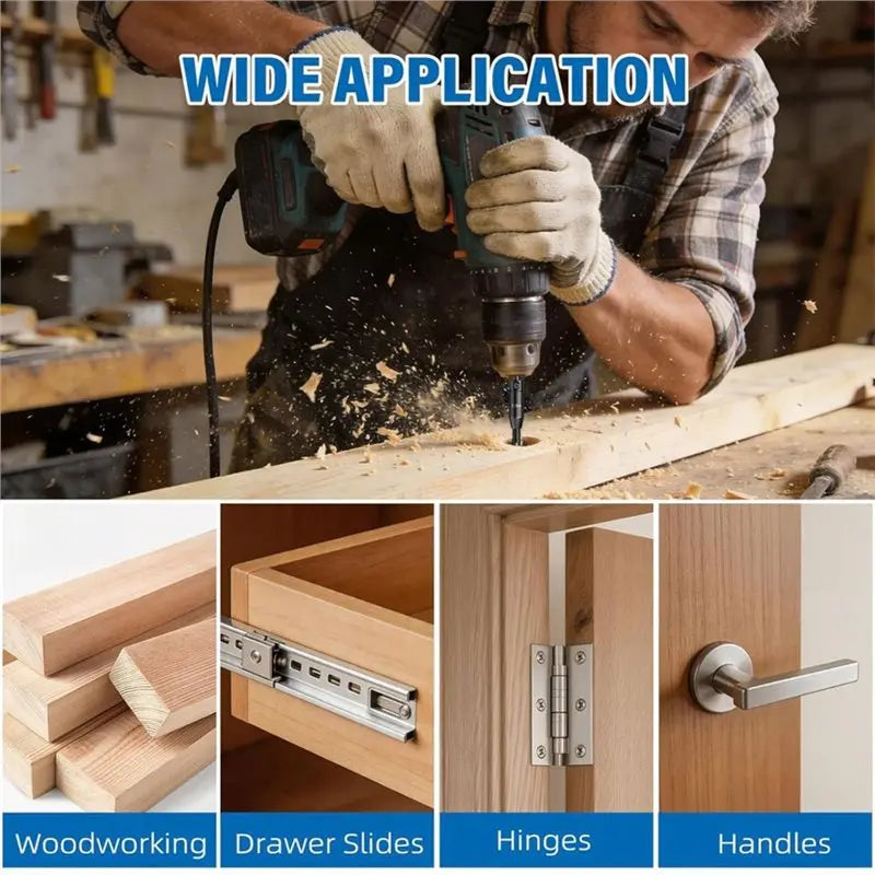 WORTHOWN 6-Pc Self-Centering Hinge Drill Bit Set