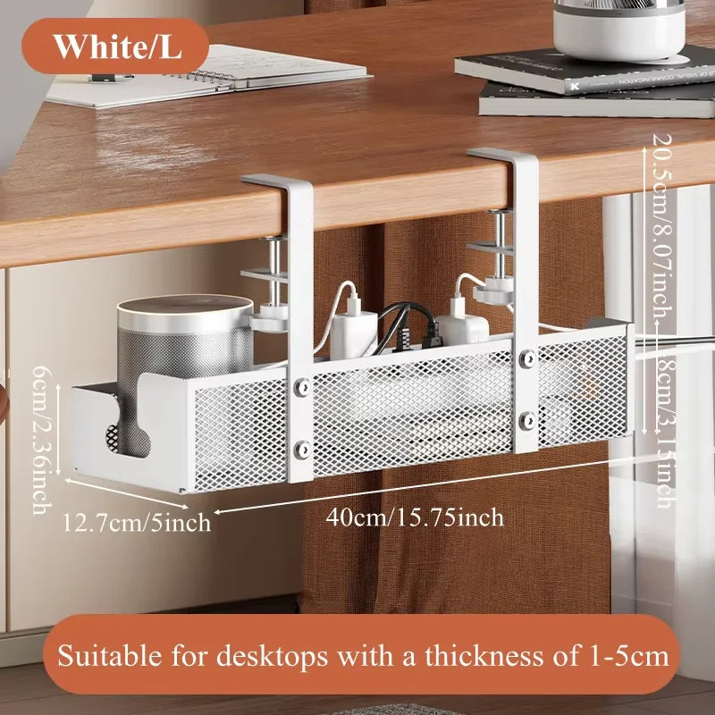 No-Drill Under Desk Cable Management Tray