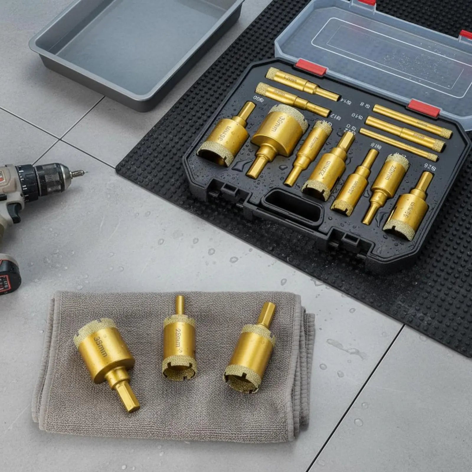 12-Piece Vacuum Brazed Diamond Hole Saw Drill Bit Set with Storage Case