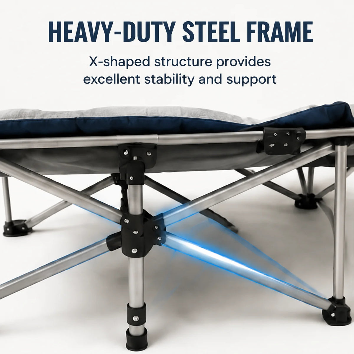Heavy-Duty Folding Camping Cot with Padded Mattress