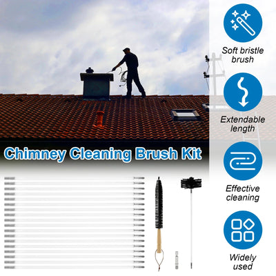 Extendable Chimney Cleaning Brush & Flexible Rod Kit