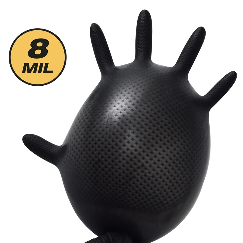 Heavy Duty Black Nitrile Gloves - Premium Quality