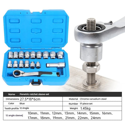 Pass-Through Ratchet Socket Wrench Set