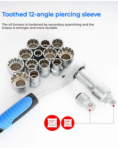 Pass-Through Ratchet Socket Wrench Set