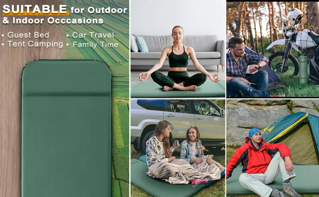 Self-Inflating Memory Foam Camping Mattress with Pillow