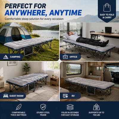 Heavy-Duty Folding Camping Cot with Padded Mattress