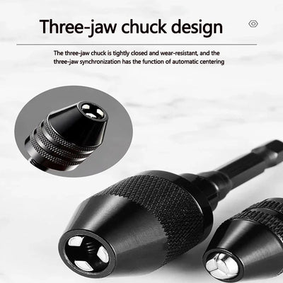 1/4" Hex Shank Keyless Drill Chuck Adapter (0.3mm–6.5mm Clamping Range)
