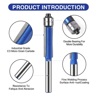Flush Trim Router Bit with Dual Bearings