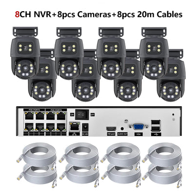6MP Dual-Lens PTZ PoE Security Camera System