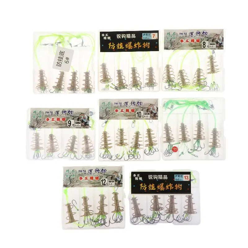 4PCS Explosive Carp Spring Hook Set