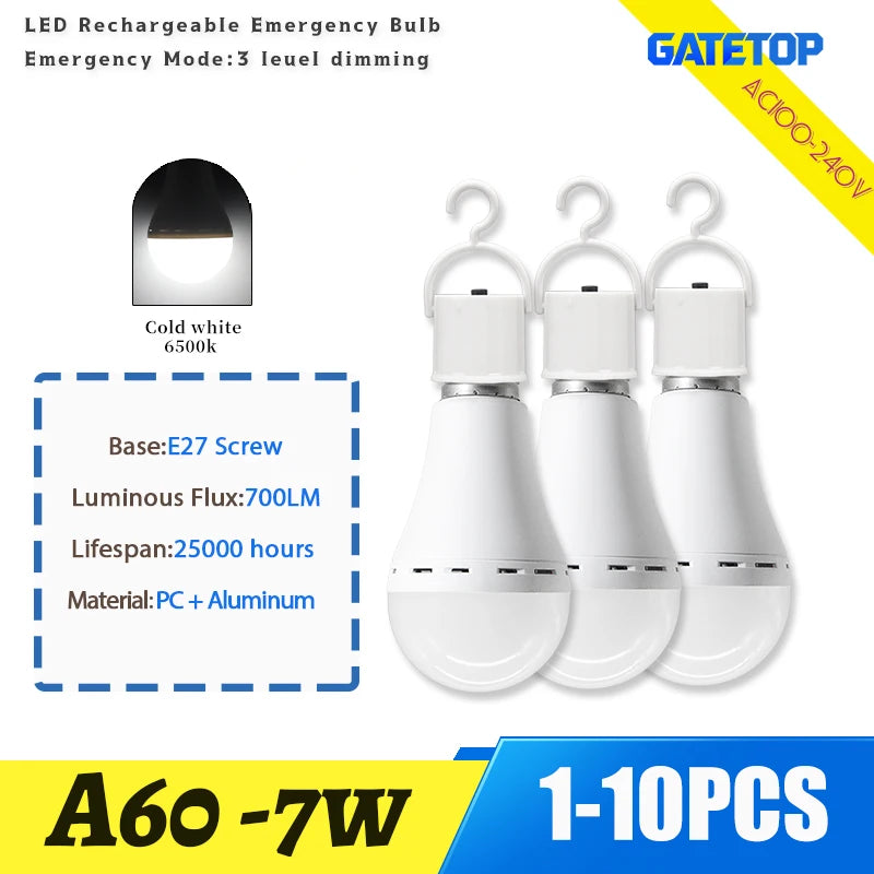 A60 E27 Rechargeable Emergency LED Bulbs