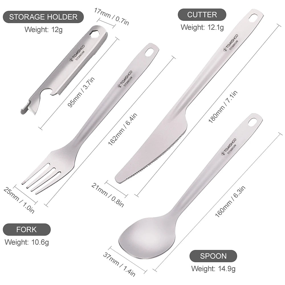 4-in-1 Titanium Camping Cutlery Set