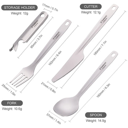 4-in-1 Titanium Camping Cutlery Set