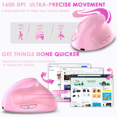 Left-Handed Ergonomic Vertical Wireless Mouse