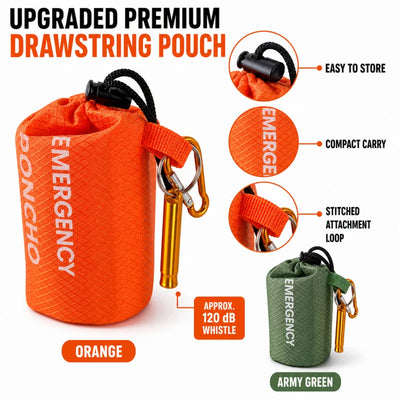 Emergency Rain Poncho Kit with Pouch