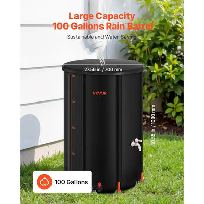 100-Gallon Portable Rainwater Collection Barrel & Folding Water Tank
