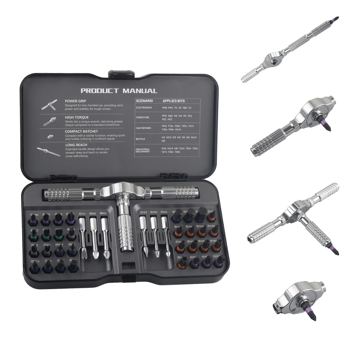 74-in-1 Magnetic Ratchet Screwdriver Set
