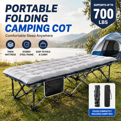 Heavy-Duty Folding Camping Cot with Padded Mattress
