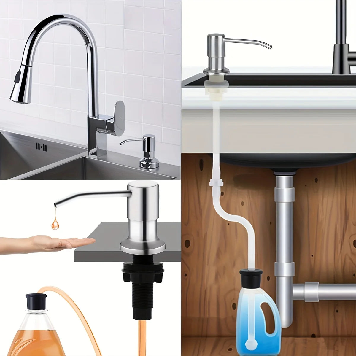 Built-In Kitchen Sink Soap Dispenser with Extension Tube