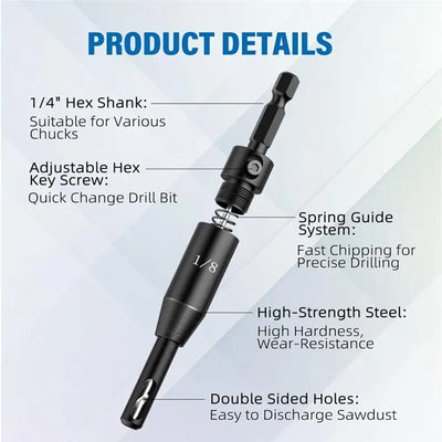 WORTHOWN 6-Pc Self-Centering Hinge Drill Bit Set