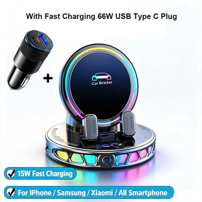 15W Auto-Clamping Wireless Car Charger with RGB Lights