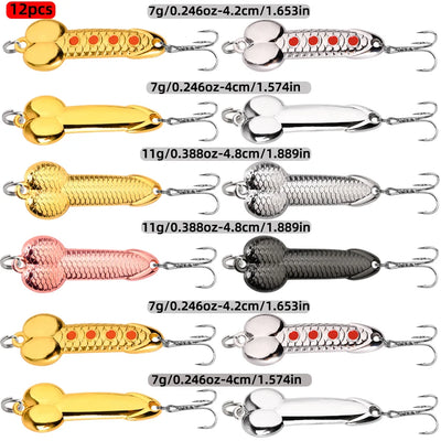 12PCS Metal Fishing Spoon Lure Set