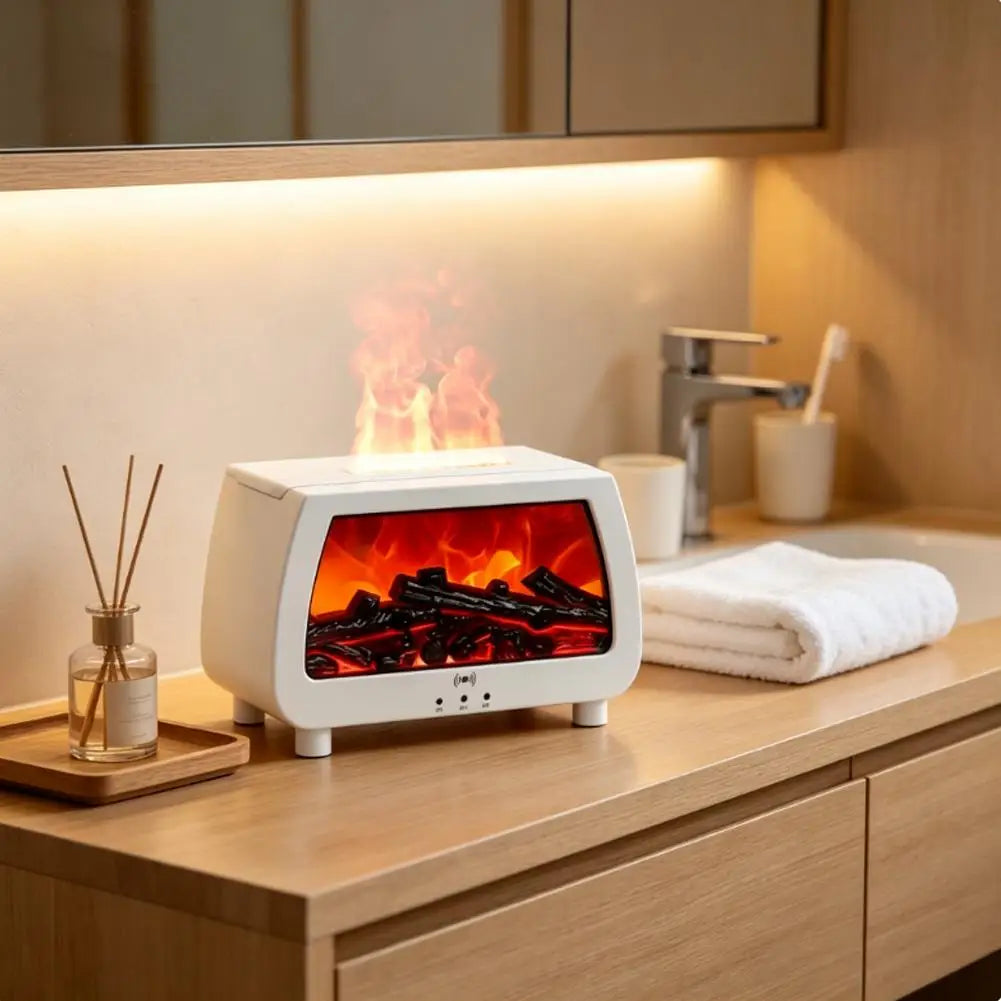 Flame Effect Ultrasonic Aroma Diffuser with LED Lights
