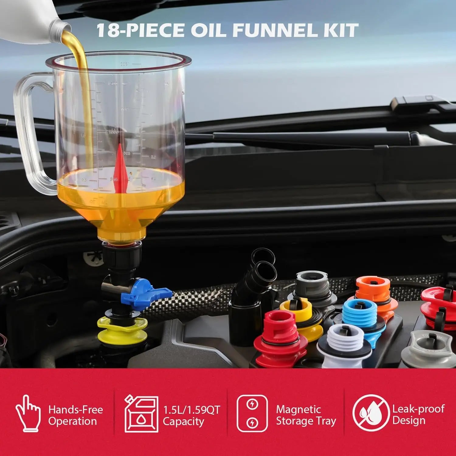 18-Piece Engine Oil Funnel Kit