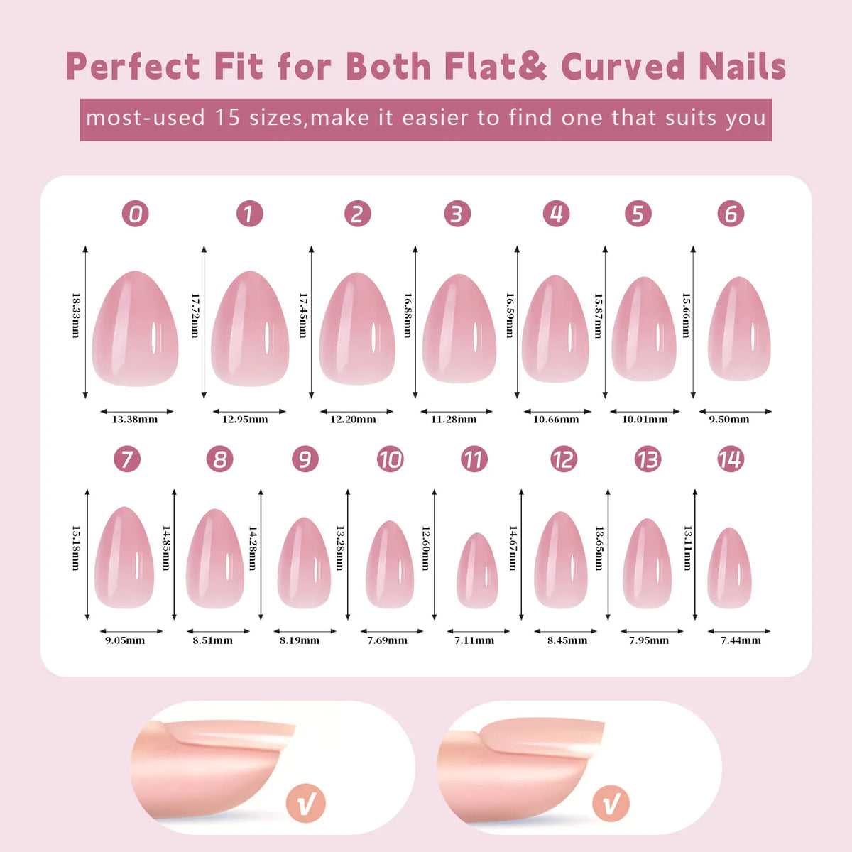 150 piezas de uñas postizas almendradas color nude – estilo ballet