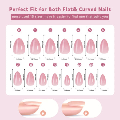 150 piezas de uñas postizas almendradas color nude – estilo ballet