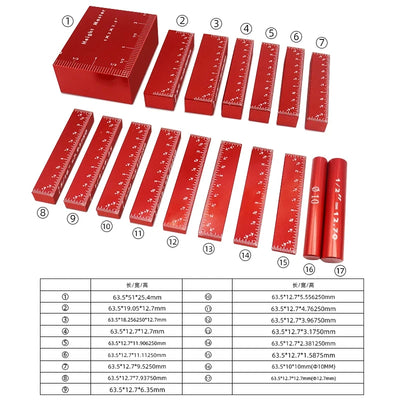 17-Piece Precision Aluminum Setup Block Bar Gauge Set
