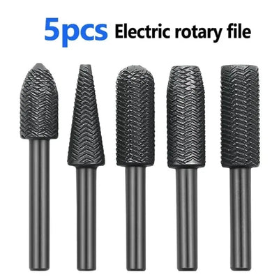 5-Piece Steel Rotary Rasp File Set (6mm Shank)