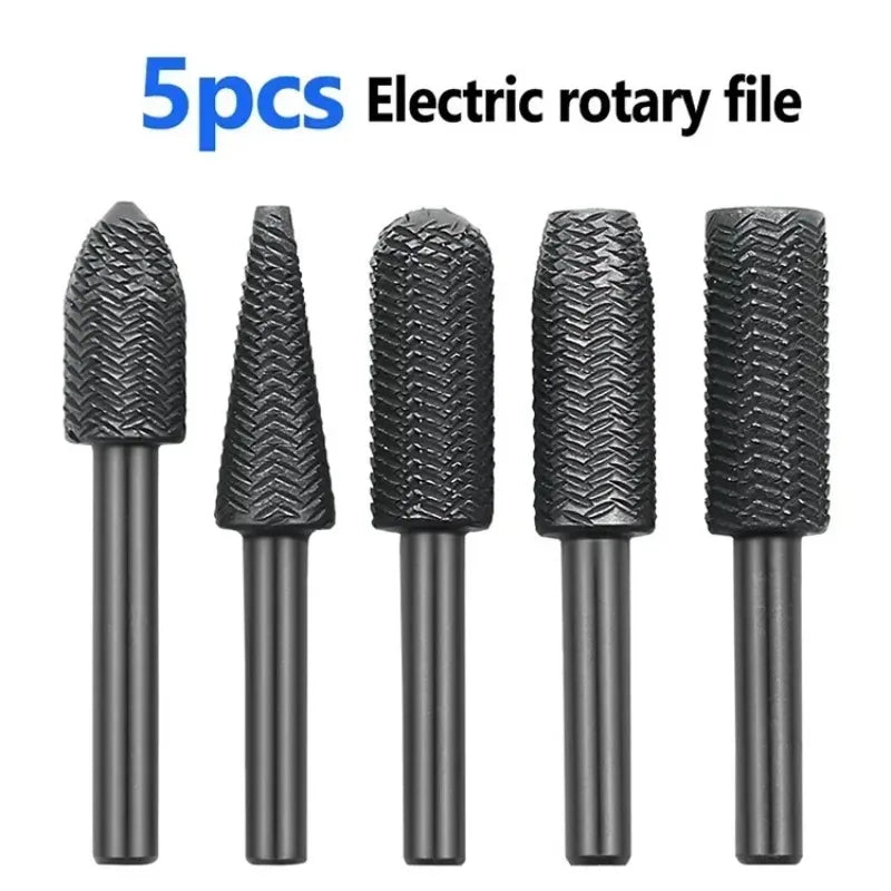 5-Piece Steel Rotary Rasp File Set (6mm Shank)